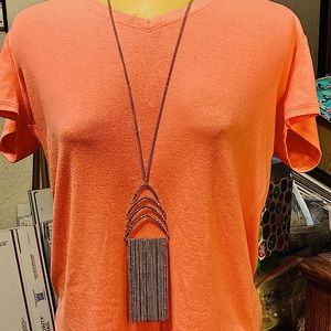 Goo4 arch hammered necklace with fringe